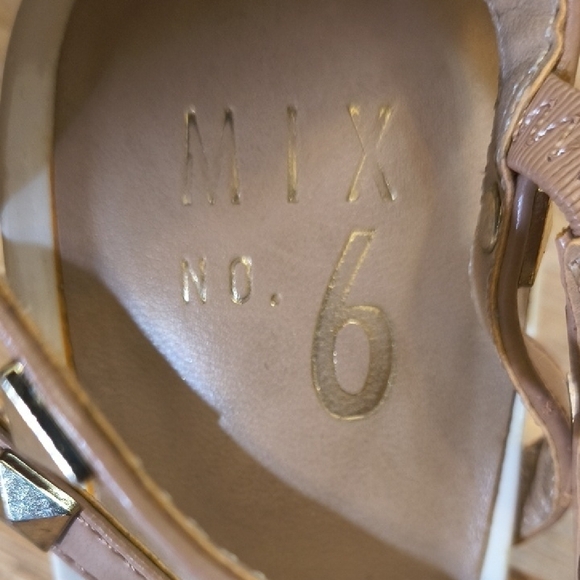 Mix No. 6 Cream and Tan Studded Heels - Picture 2 of 5